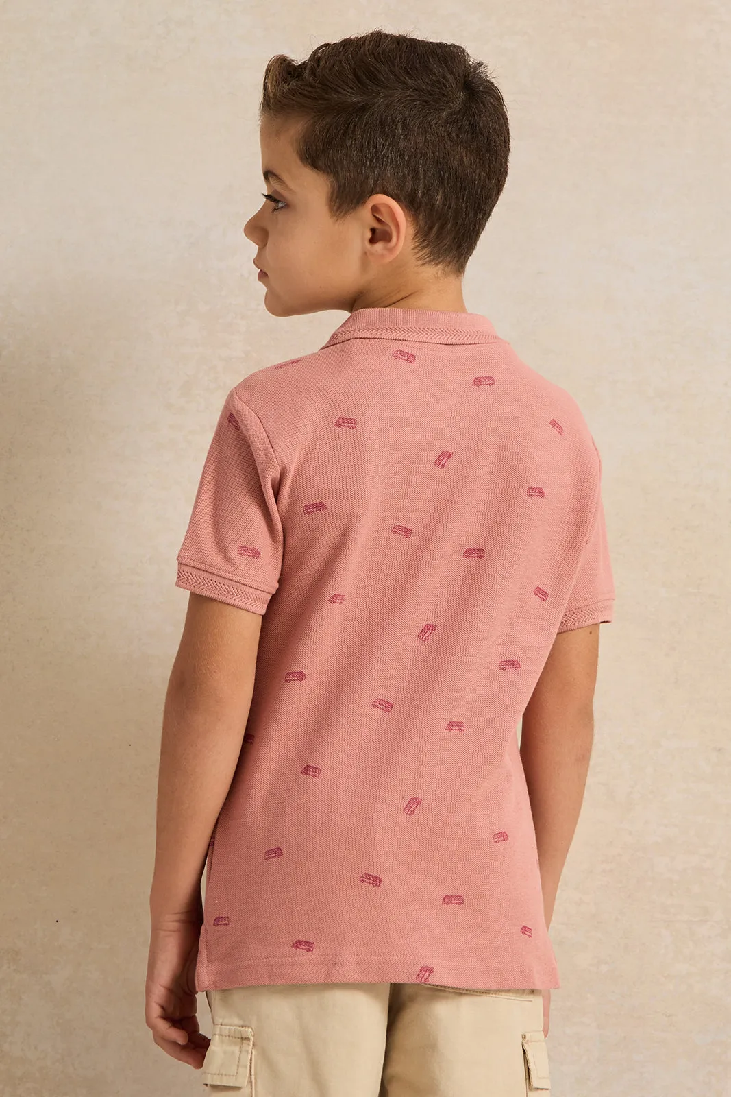 Boys Pink Polo T-Shirt sold by Redtag product image thumbnail 3