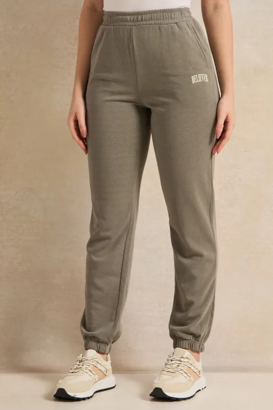 Women Green Ribbed Jogger Pants sold by Redtag