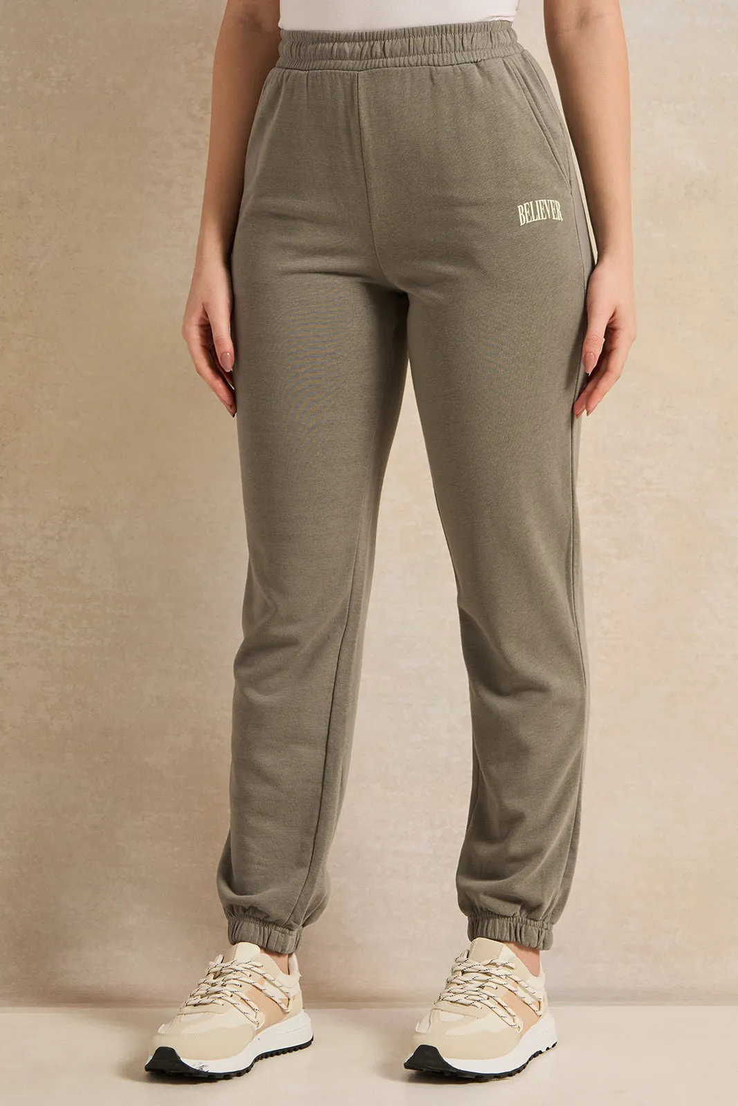 Women Green Ribbed Jogger Pants sold by Redtag