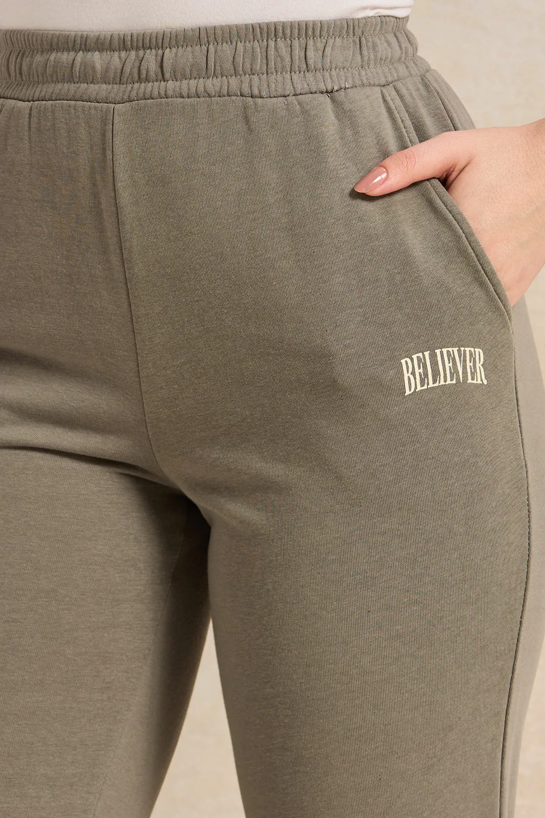 Women Green Ribbed Jogger Pants sold by Redtag product image thumbnail 4