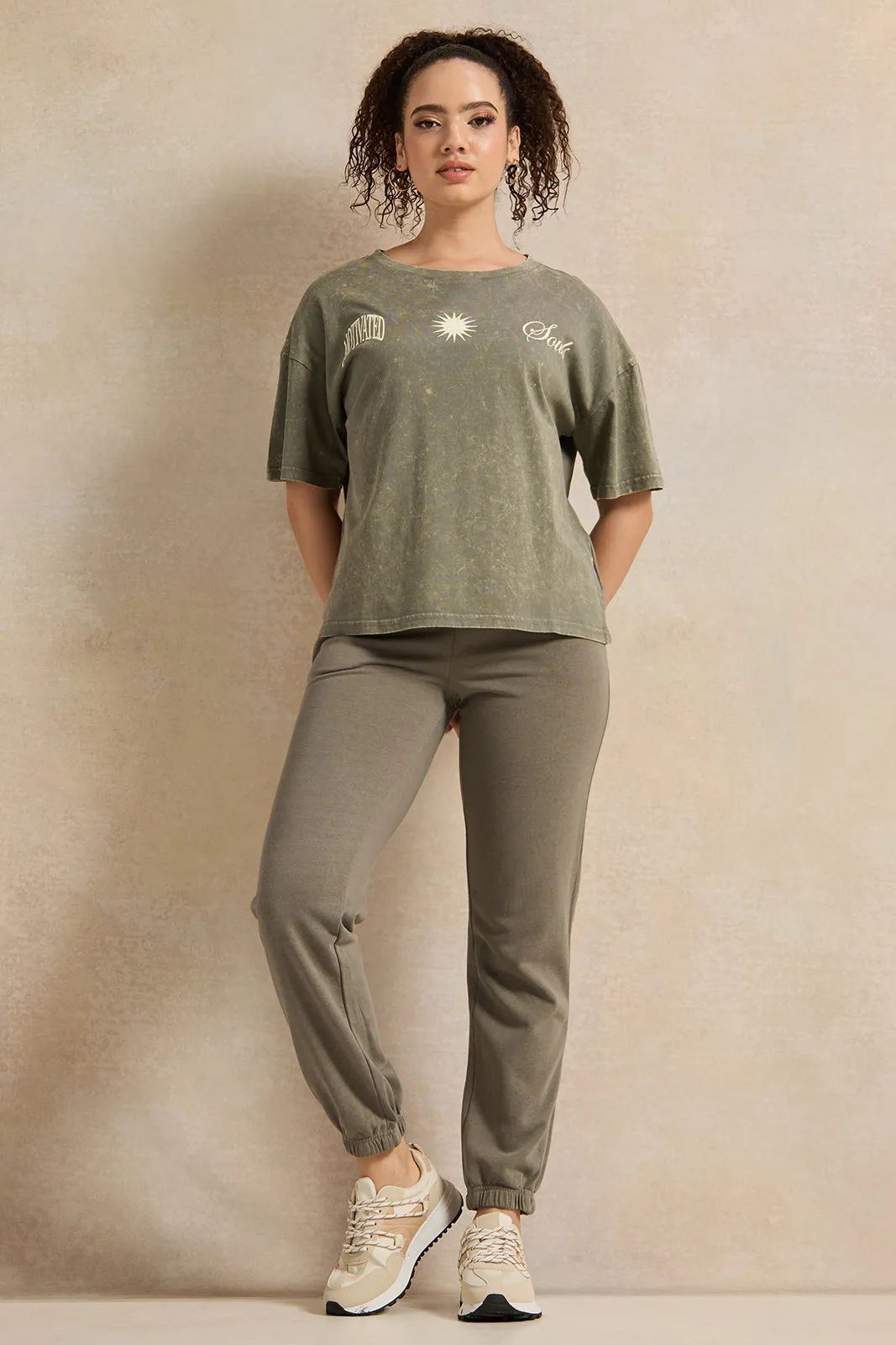 Women Green Ribbed Jogger Pants sold by Redtag product image thumbnail 2