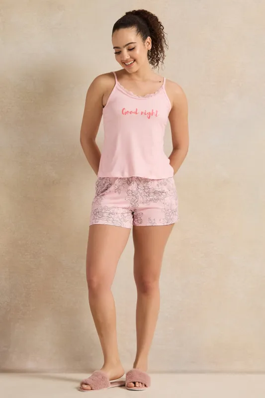 Women Pink Good Night Short Pant Cami Set (2 Piece) sold by Redtag