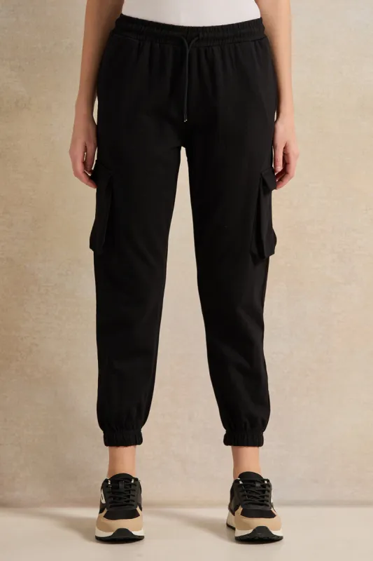 Women Black Active Cargo Pant sold by Redtag