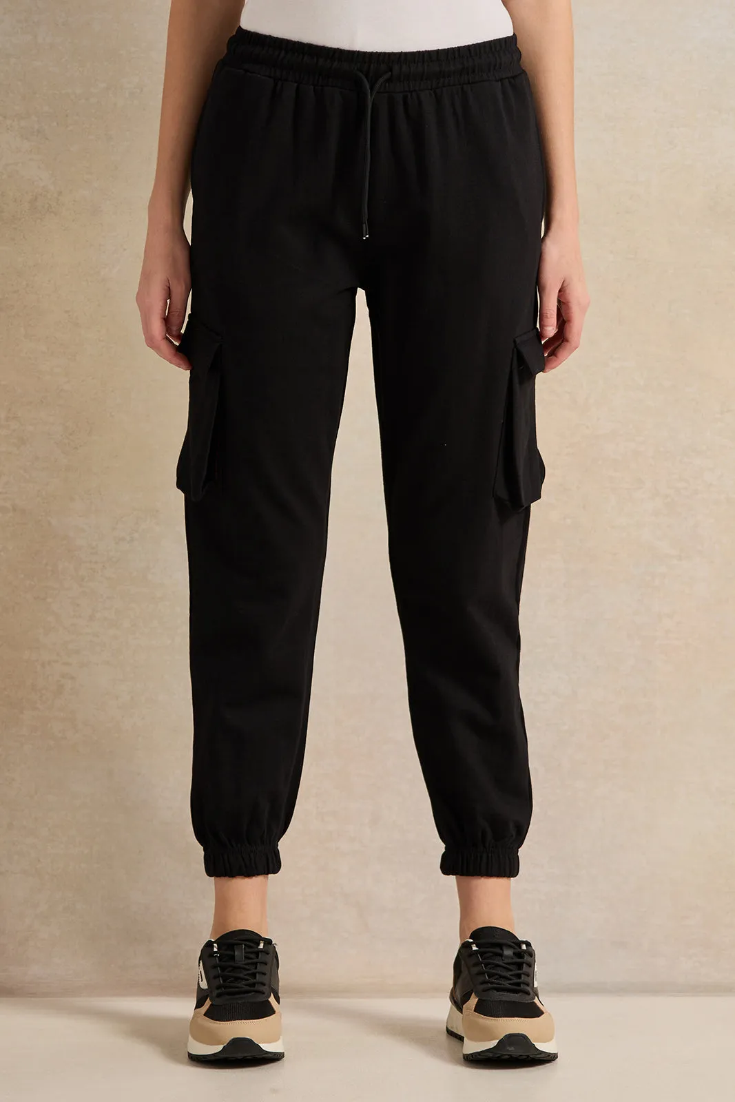 Women Black Active Cargo Pant sold by Redtag