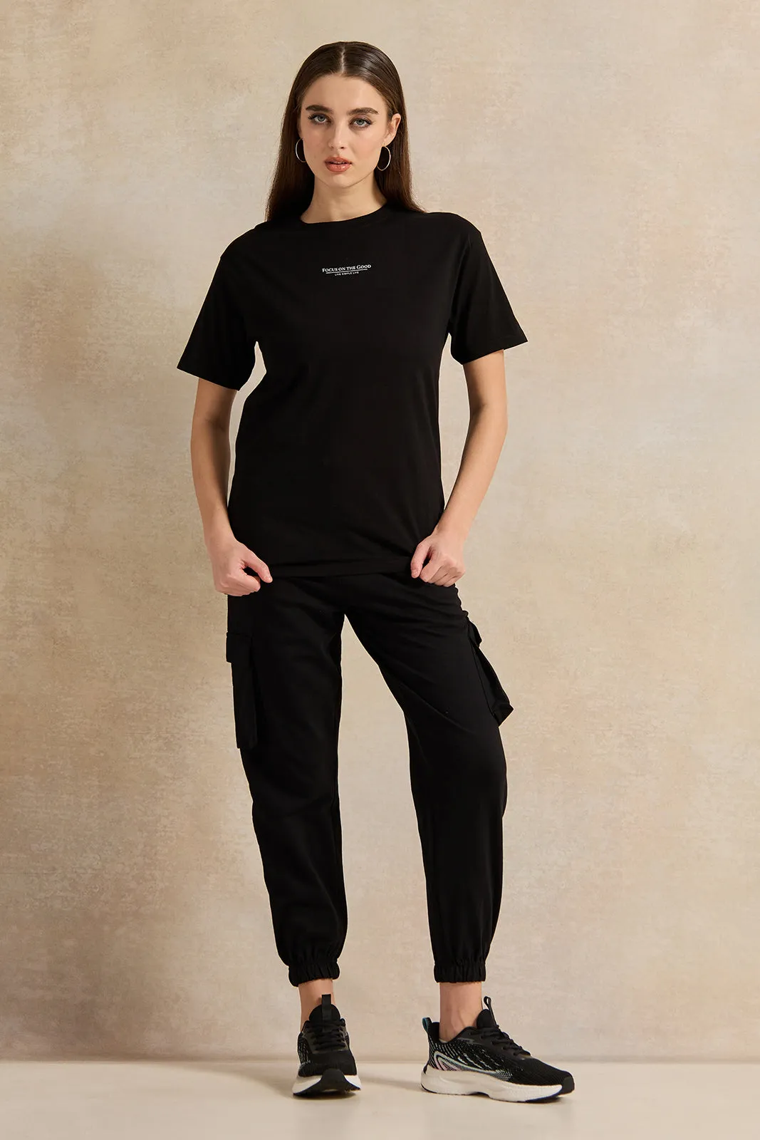 Women Black Active Cargo Pant sold by Redtag product image thumbnail 2