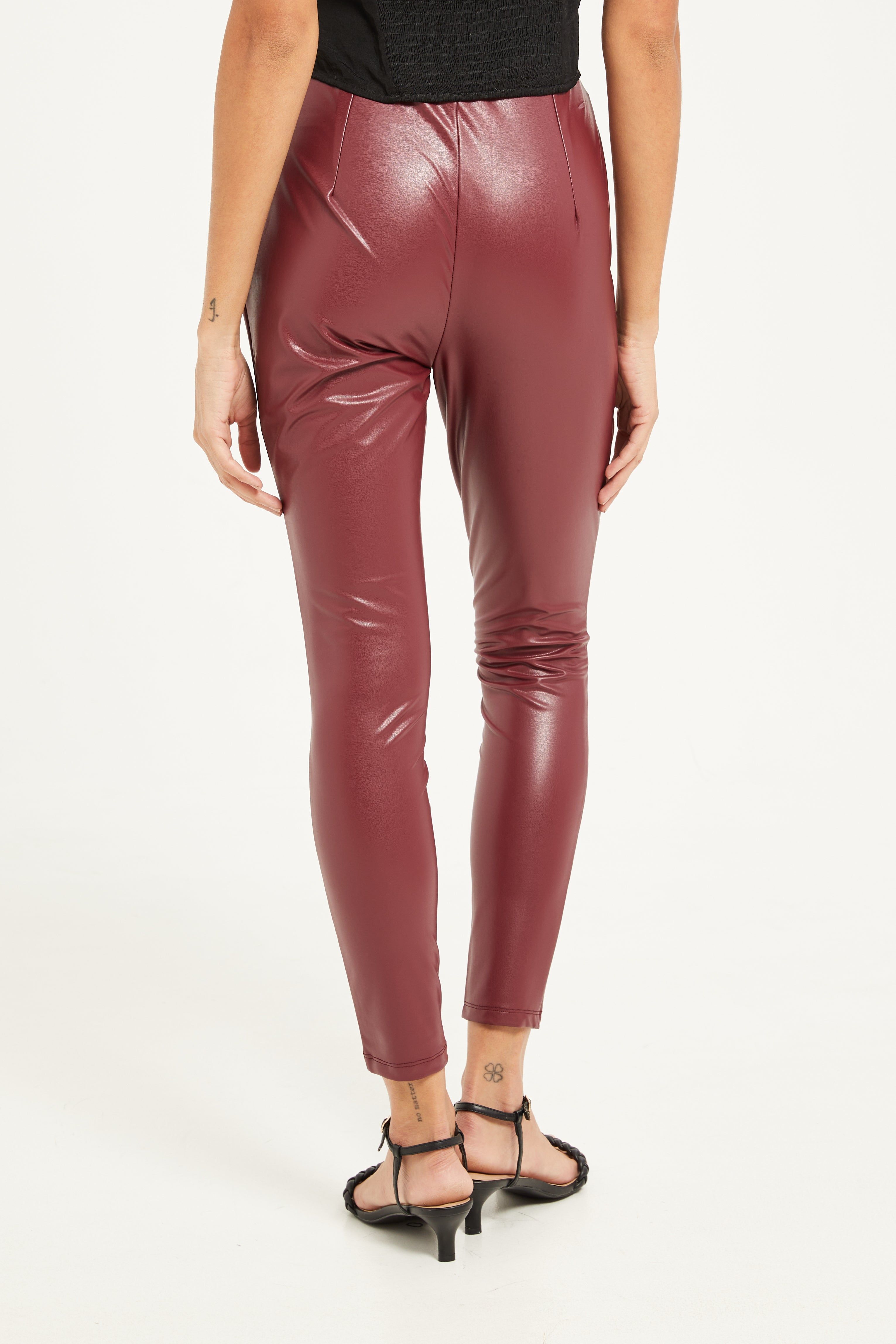 Women Burgundy Pu Leggings sold by Redtag product image thumbnail 3