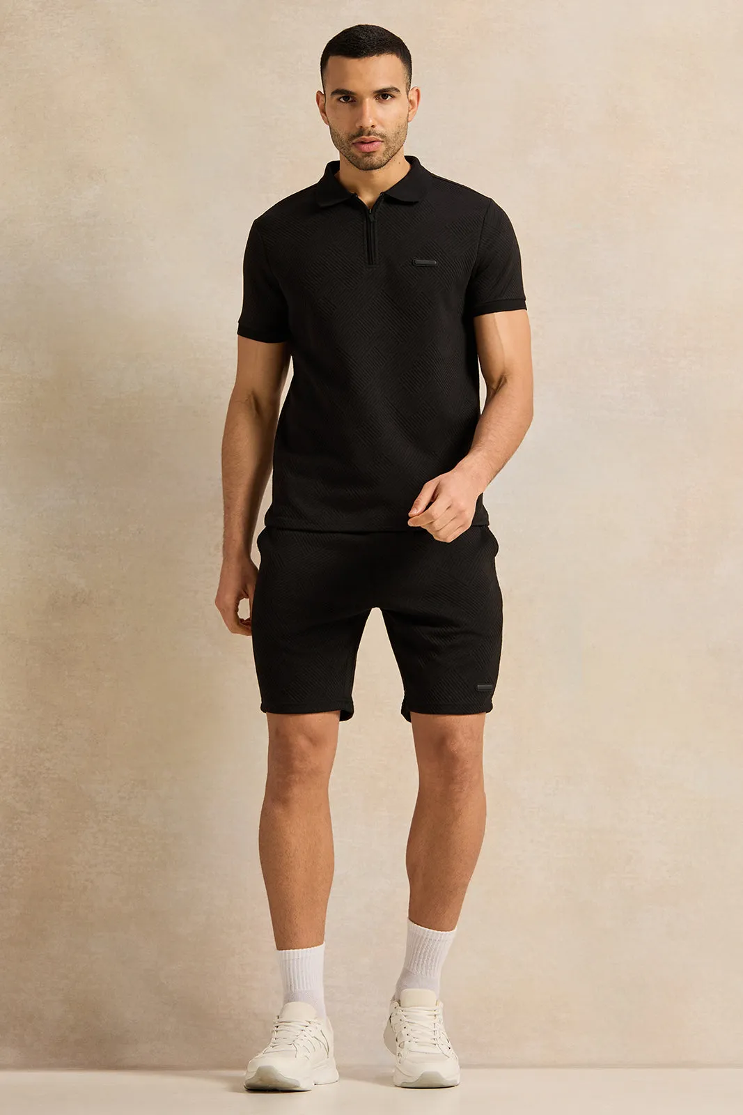 Men Black Jacquard Active Shorts sold by Redtag product image thumbnail 2