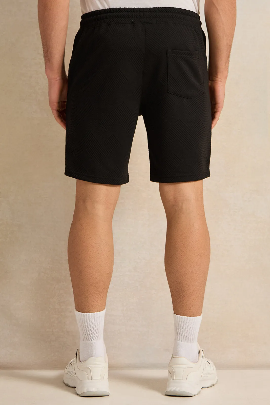 Men Black Jacquard Active Shorts sold by Redtag product image thumbnail 3