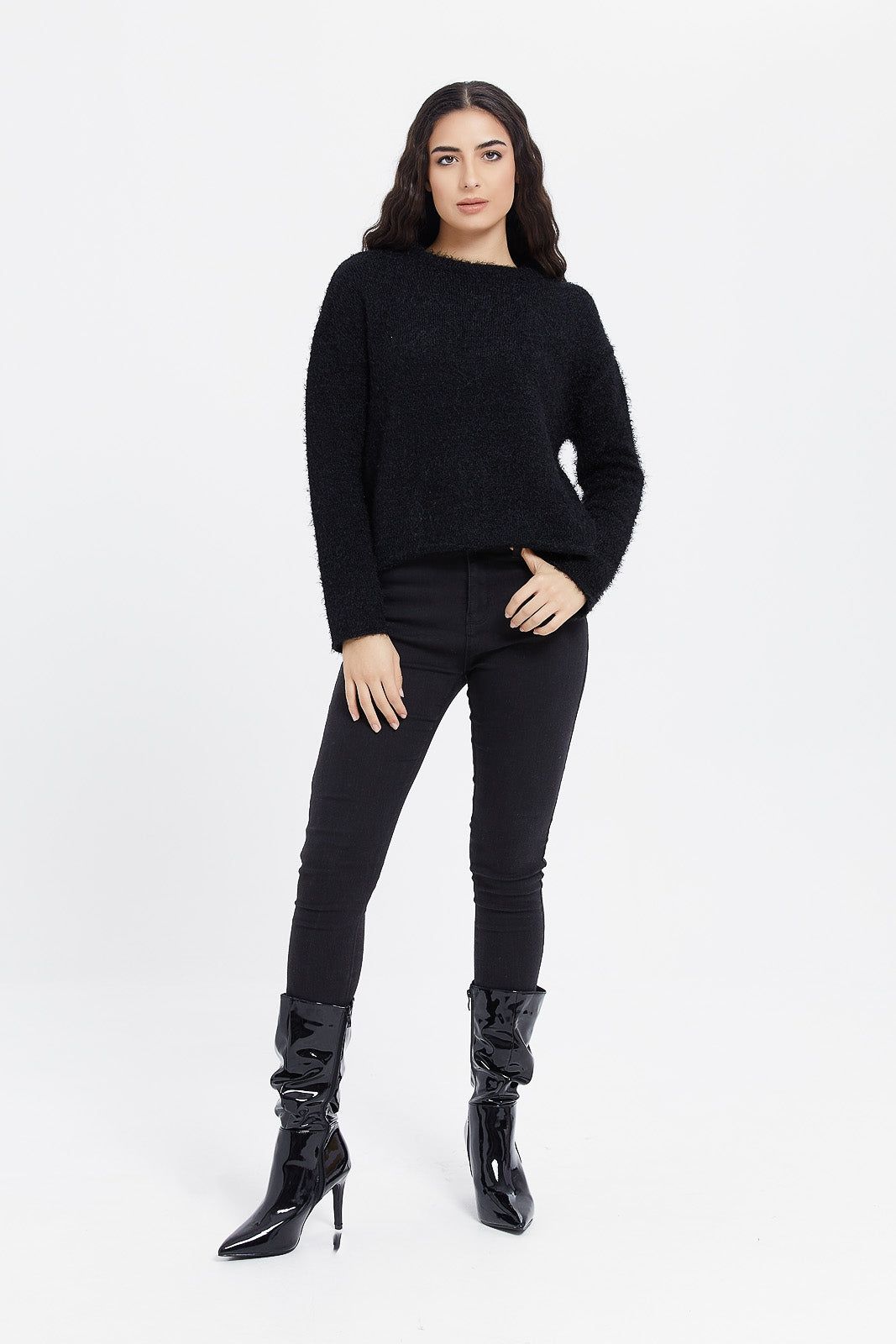 Women Black Fluffy Pullover sold by Redtag product image thumbnail 2