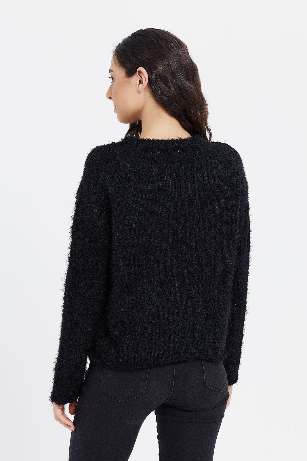 Women Black Fluffy Pullover sold by Redtag product image thumbnail 3