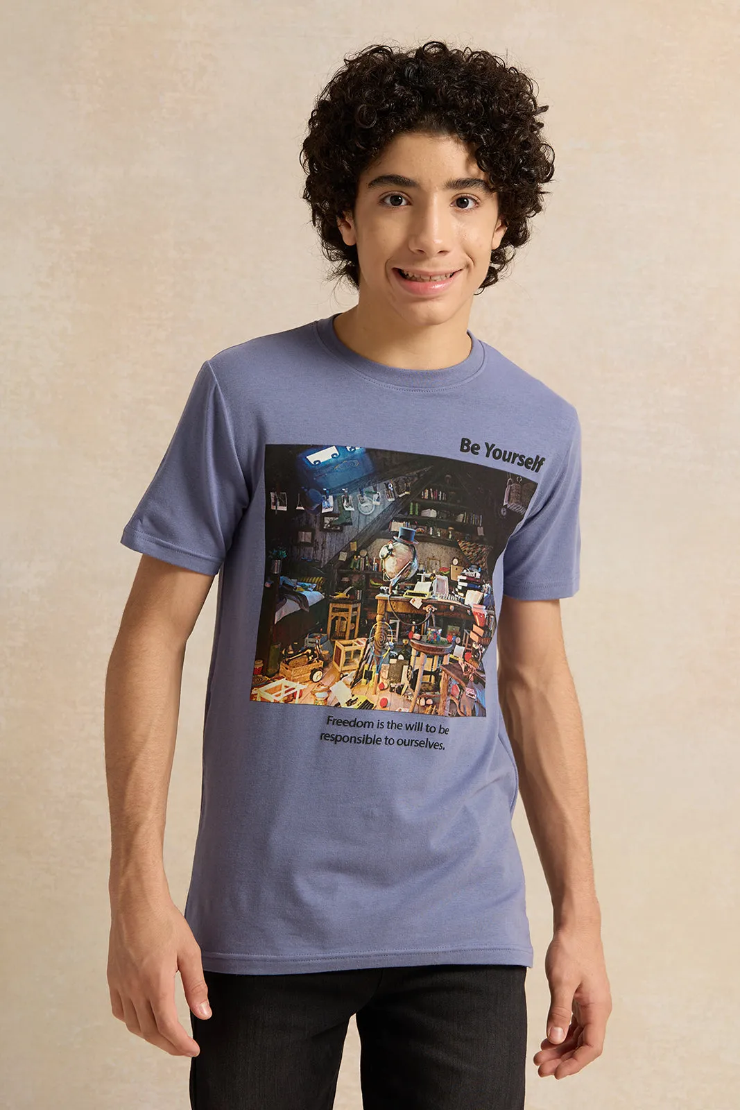 Senior Boys Purple Gaming Room T-shirt sold by Redtag