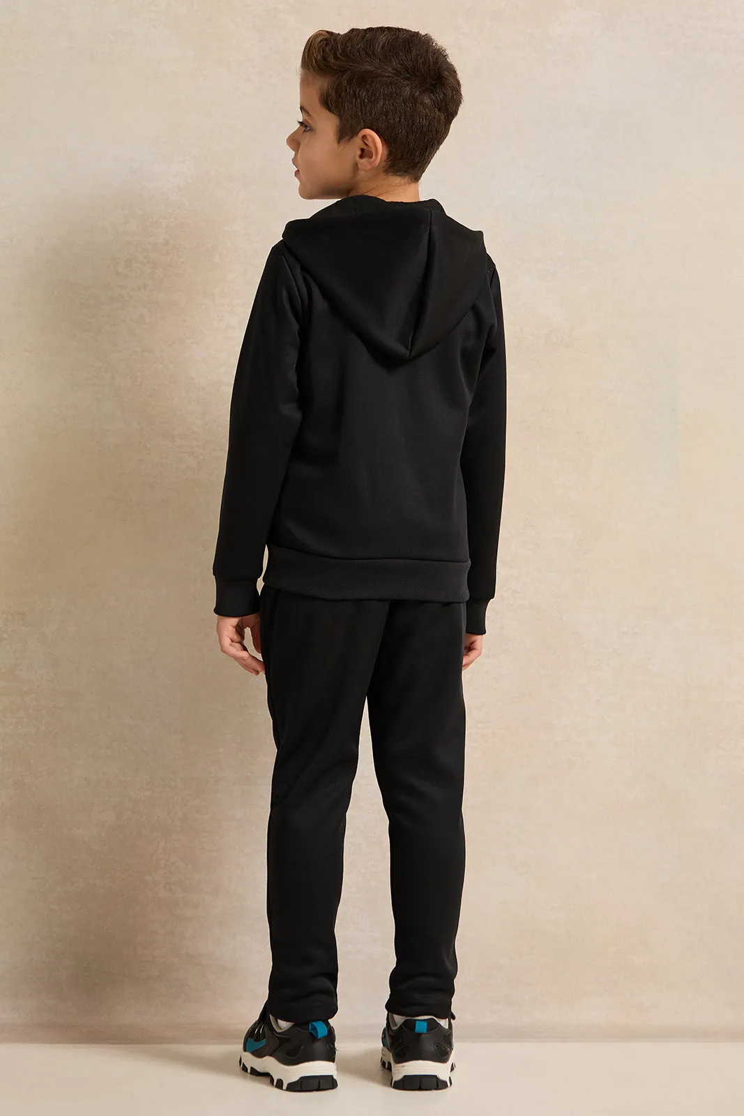 Boys Black Hooded Zip-Through Jogging Set (2 Piece) sold by Redtag product image thumbnail 4