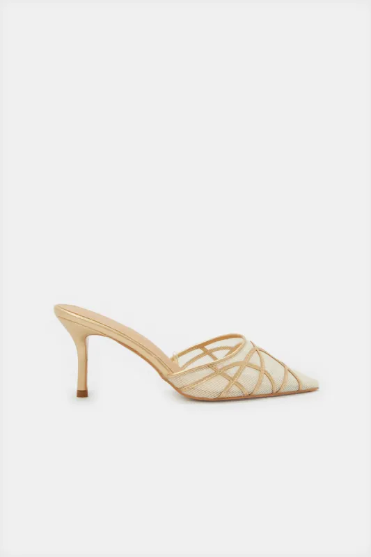 Women Beige Raffia Detail Mule sold by Redtag