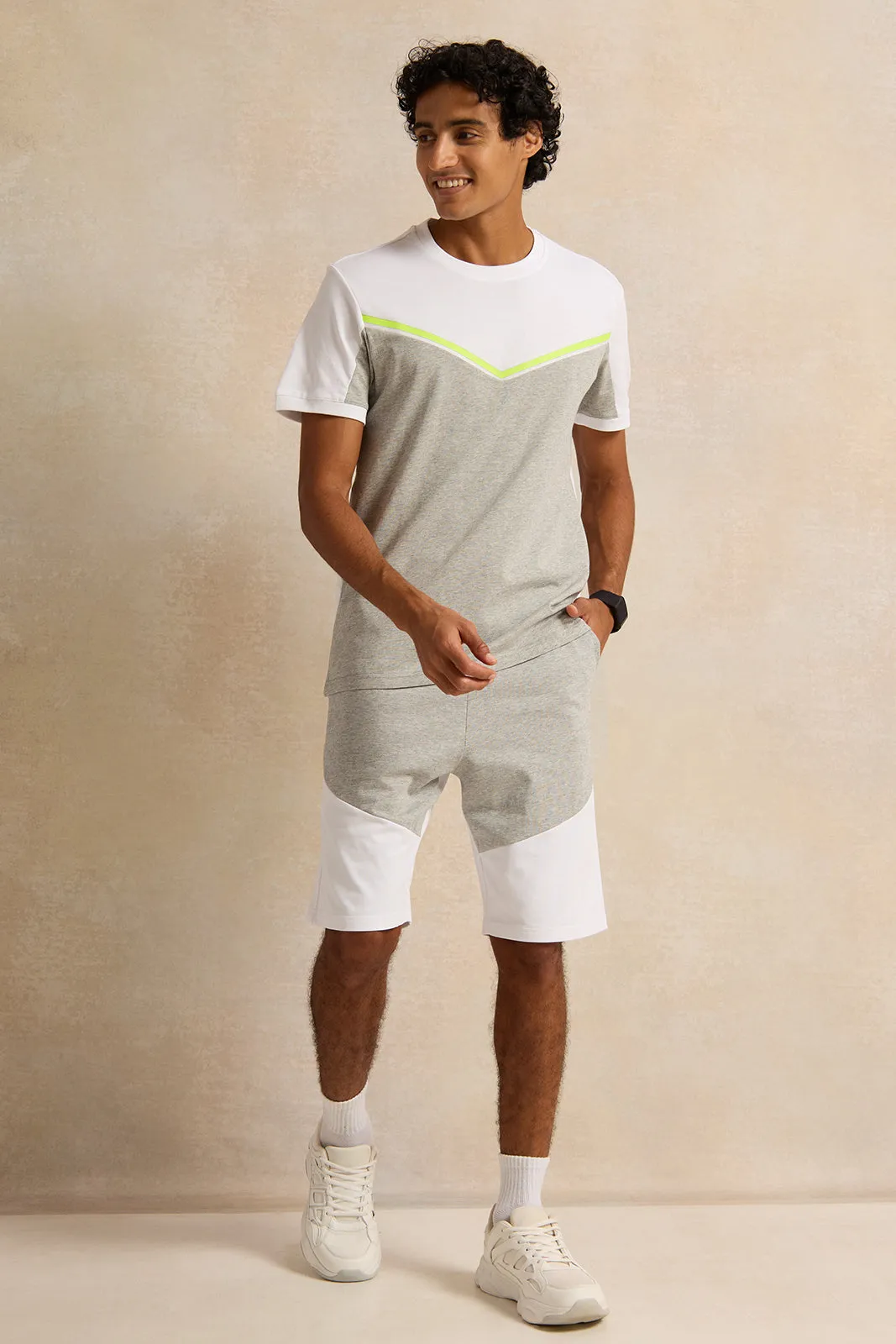 Men White Performance Active Shorts sold by Redtag product image thumbnail 2