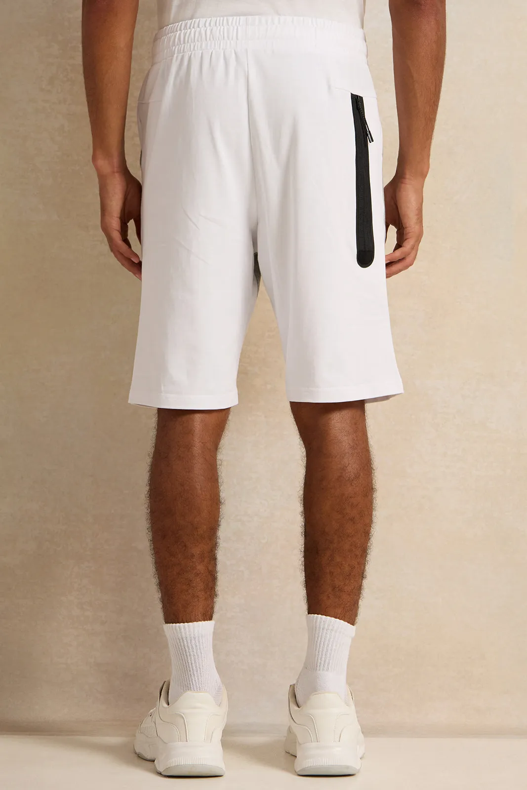 Men White Performance Active Shorts sold by Redtag product image thumbnail 3
