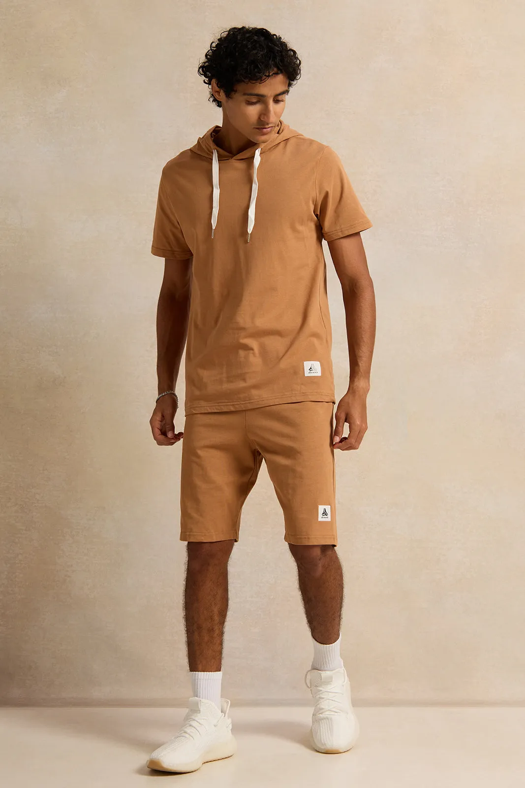 Men Beige Hooded T-Shirt sold by Redtag product image thumbnail 2