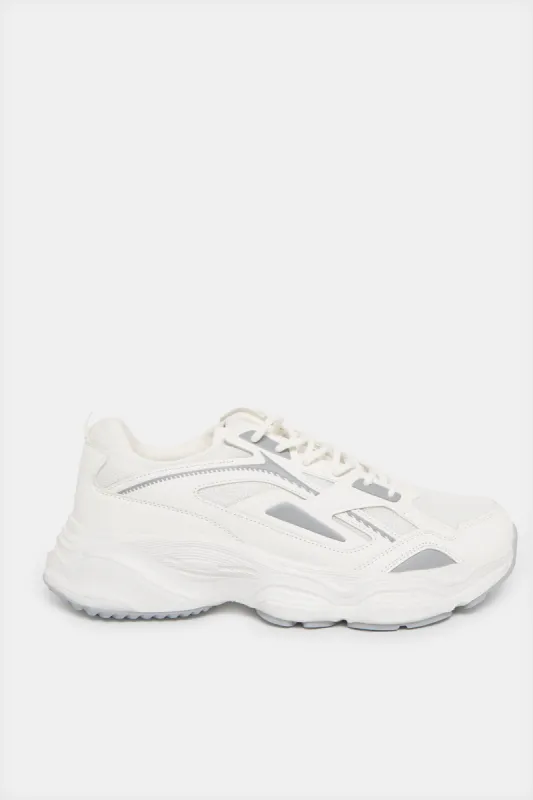 Men White Material Block Chunky Sneakers sold by Redtag