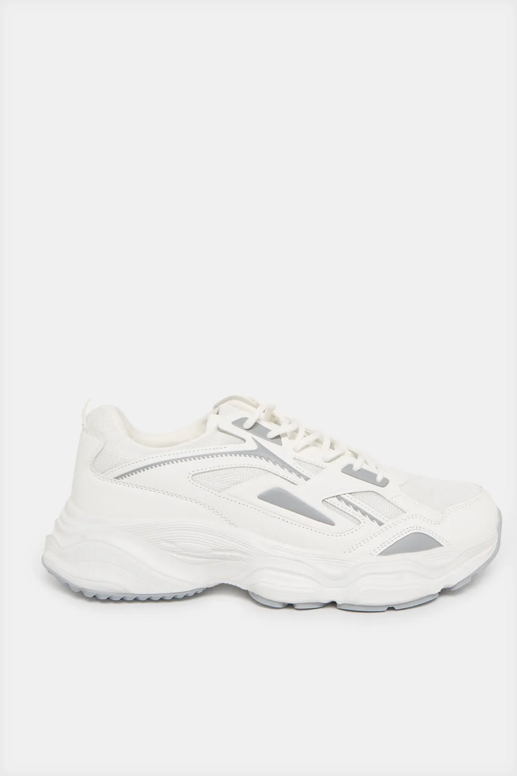 Men White Material Block Chunky Sneakers sold by Redtag