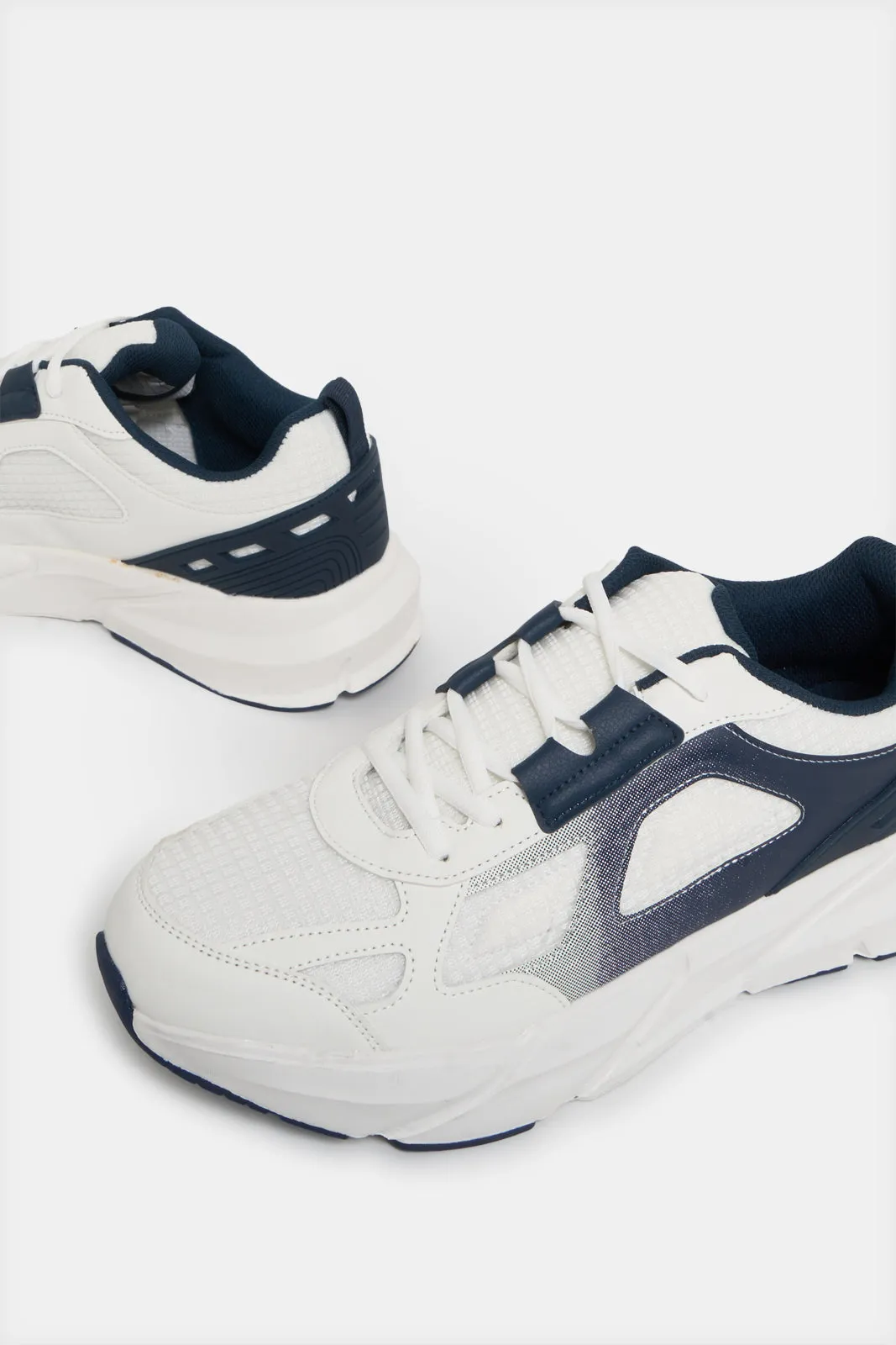 Men White Material Block Trainers sold by Redtag product image thumbnail 3