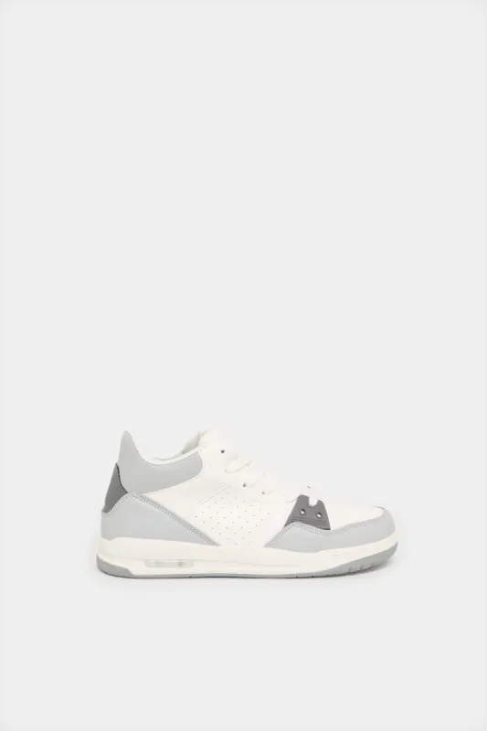 Senior Boys White Material Block High Top sold by Redtag