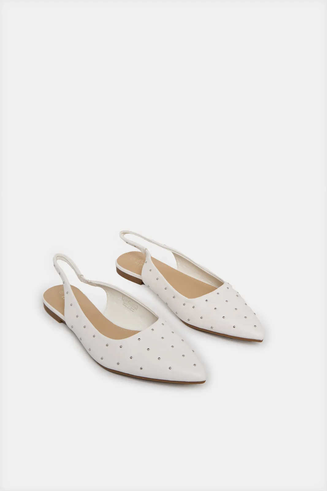 Women White Slingback Studs Upper sold by Redtag product image thumbnail 2