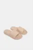 Women Beige Slogan Embossed Slide sold by Redtag