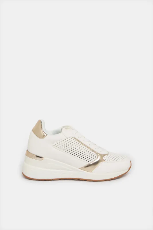 Women White Wedge Sneaker sold by Redtag