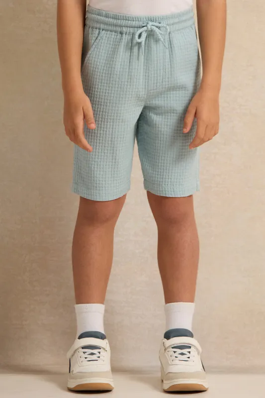 Boys Blue Jacquard Shorts sold by Redtag