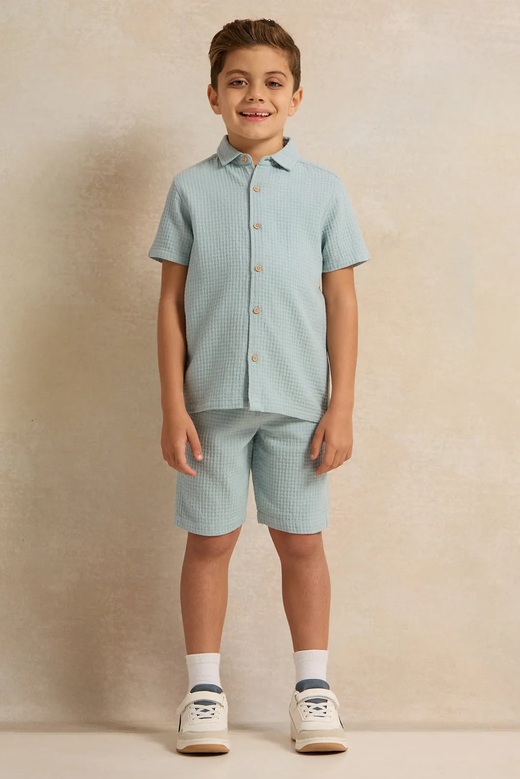 Boys Blue Jacquard Shorts sold by Redtag product image thumbnail 2