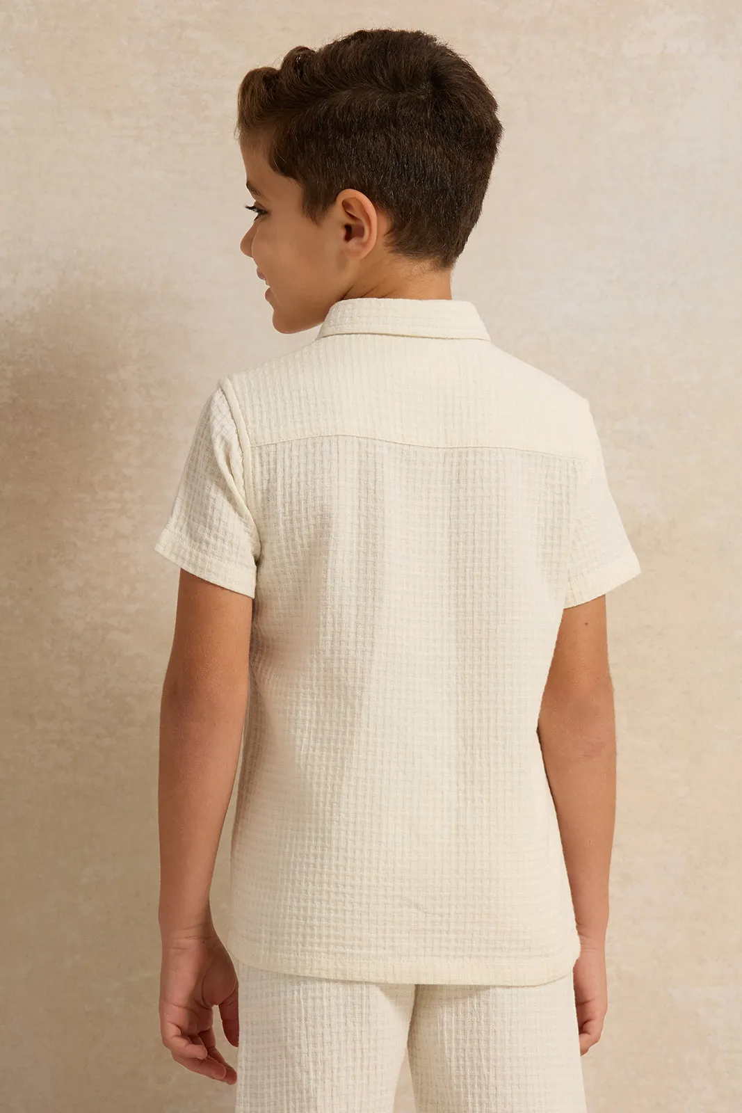 Boys Cream Jacquard Shirt sold by Redtag product image thumbnail 3