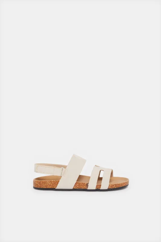 Senior Boys Beige H Strap Sandals With Back Strap sold by Redtag