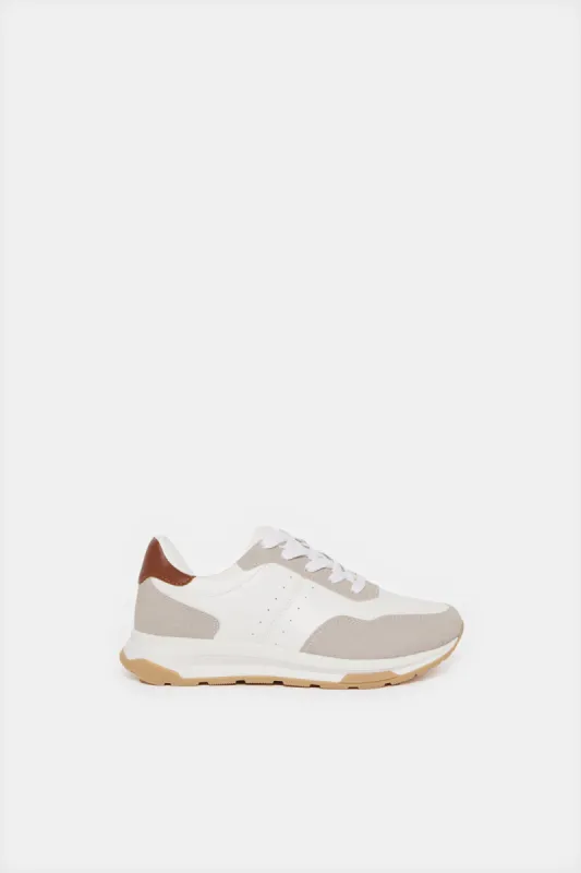 Senior Boys White Colour Block Sneakers sold by Redtag