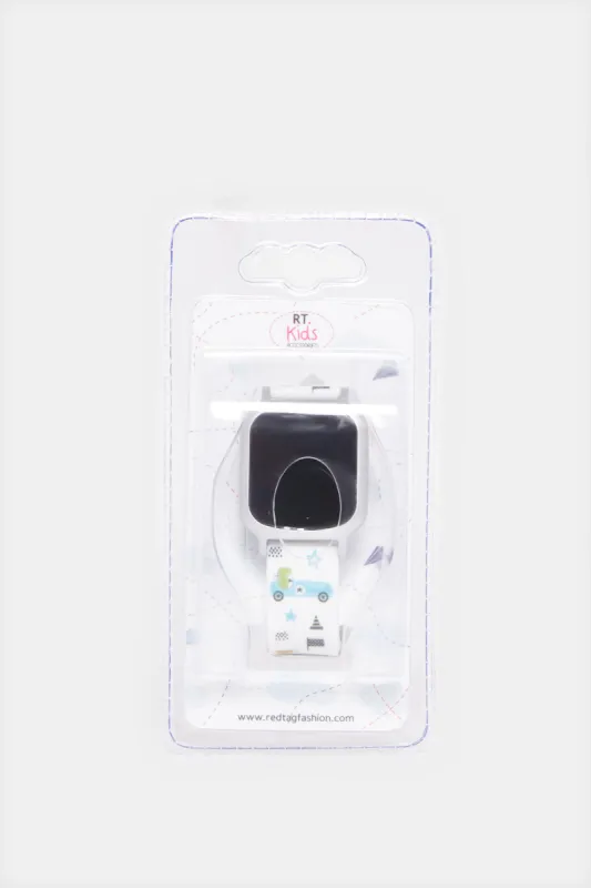 Boys White Printed Digital Watch sold by Redtag
