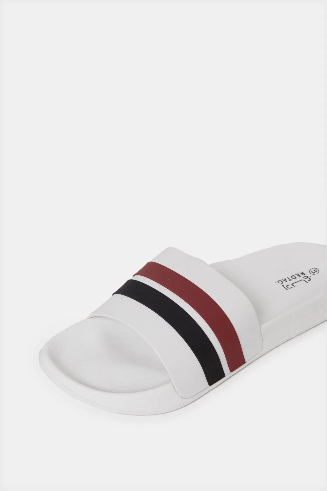 Men White Striped Slide sold by Redtag product image thumbnail 3