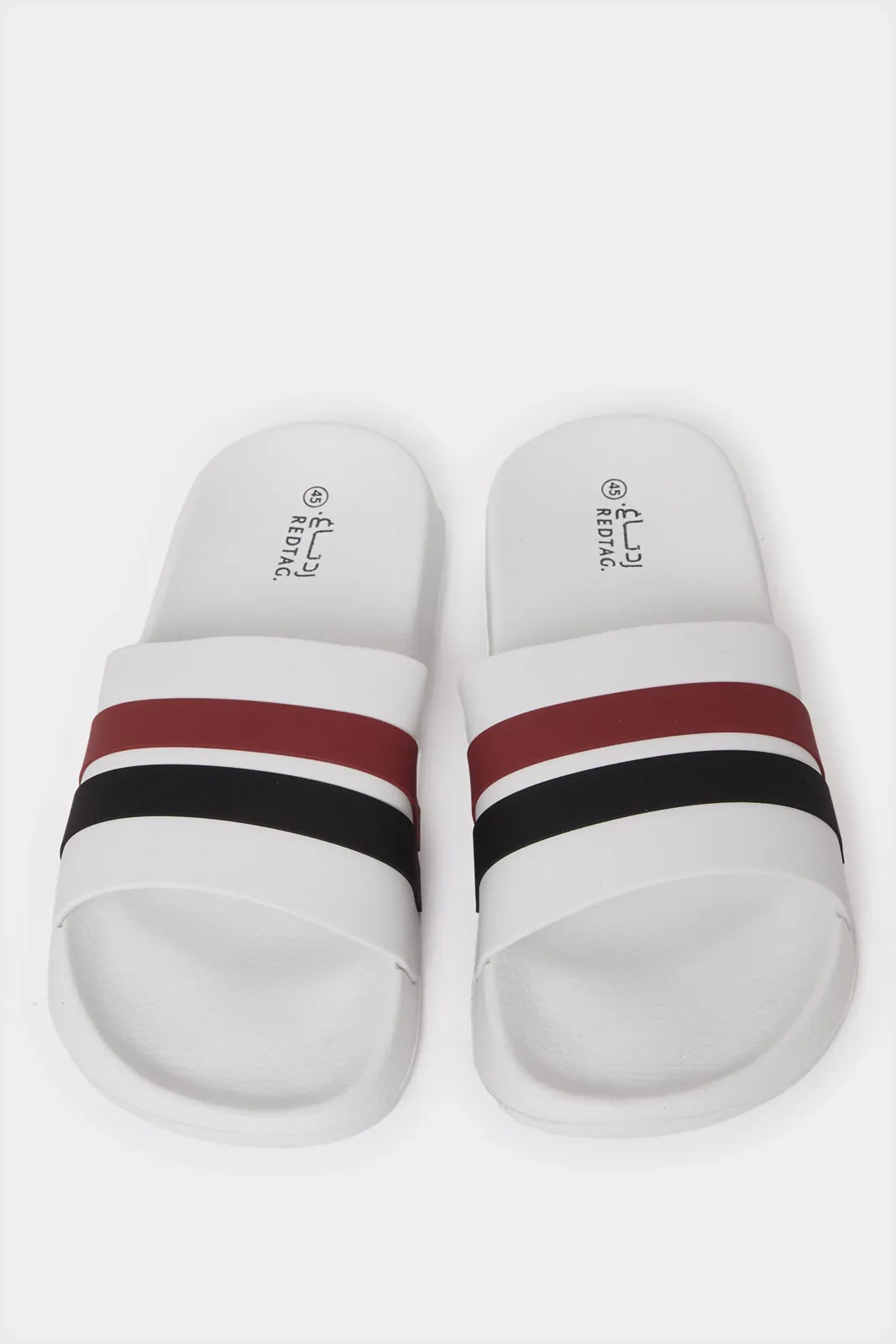 Men White Striped Slide sold by Redtag product image thumbnail 2