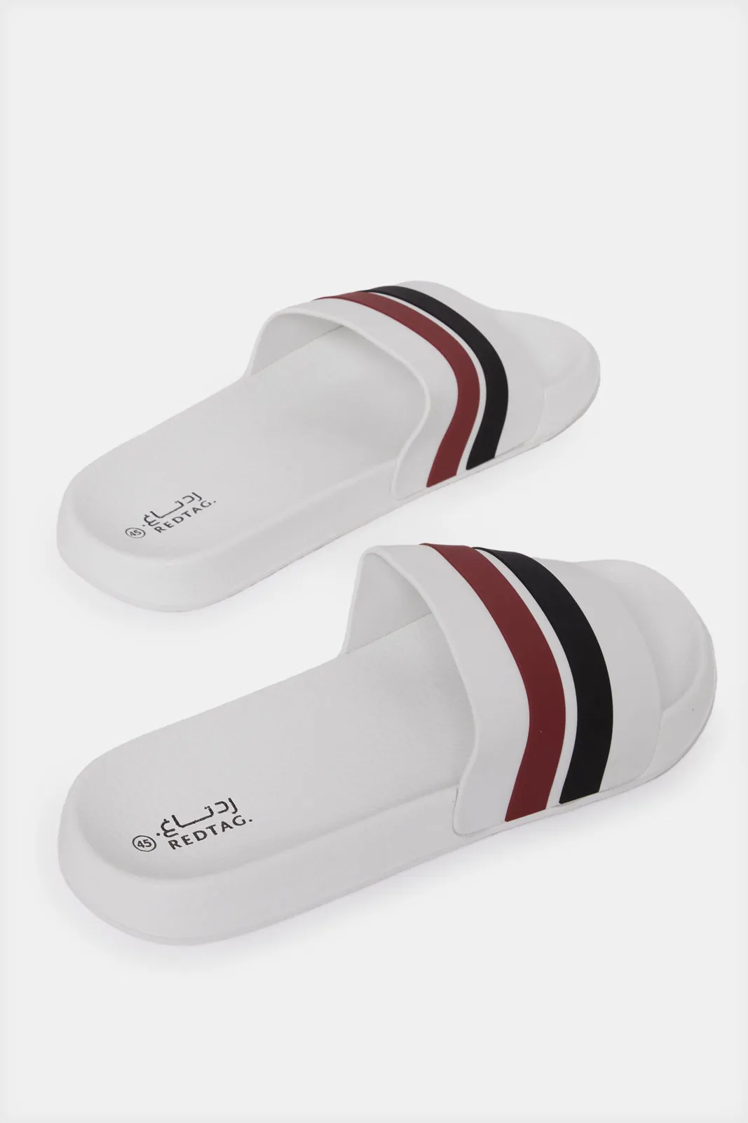 Men White Striped Slide sold by Redtag product image thumbnail 4