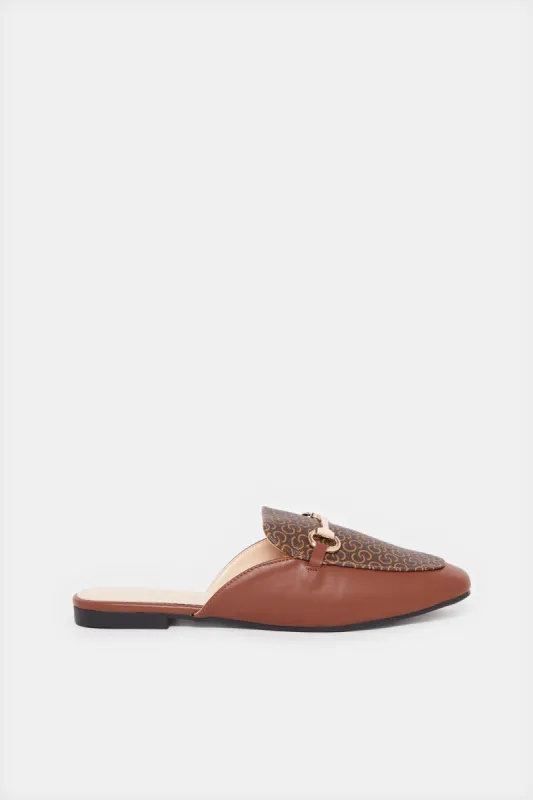 Women Brown Chain Trim Loafer Mule sold by Redtag