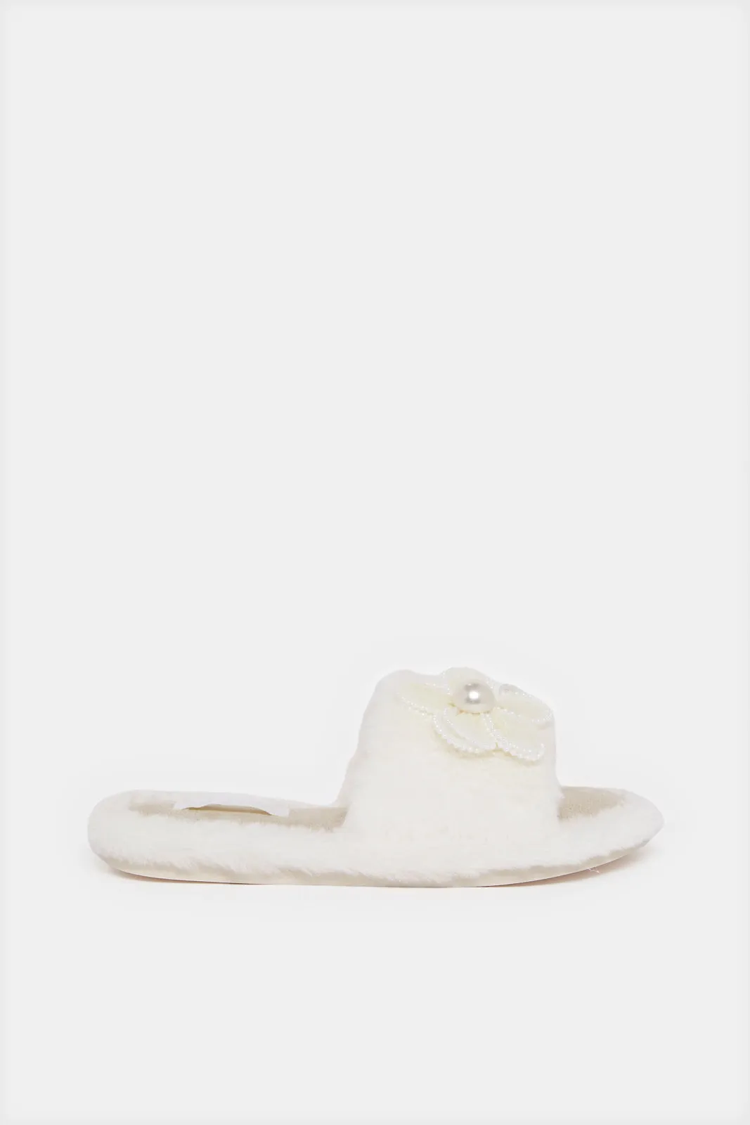 Women Beige Flower Trim Slipper sold by Redtag