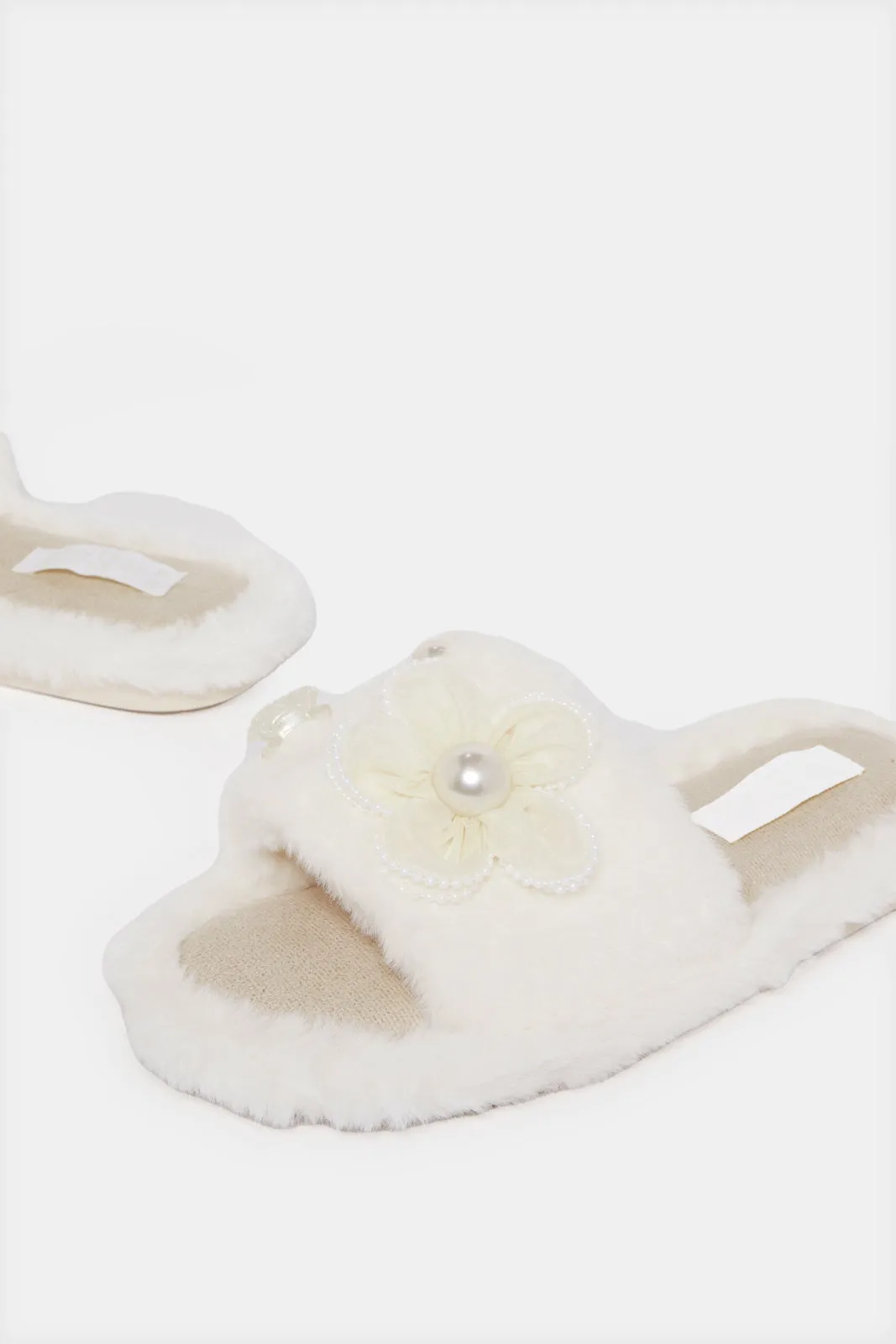Women Beige Flower Trim Slipper sold by Redtag product image thumbnail 3