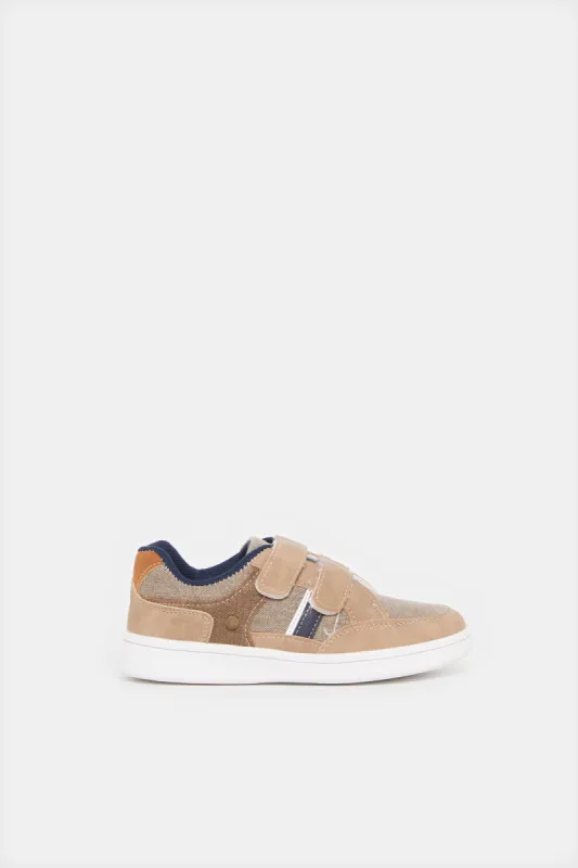 Boys Beige Material Block Sneakers sold by Redtag