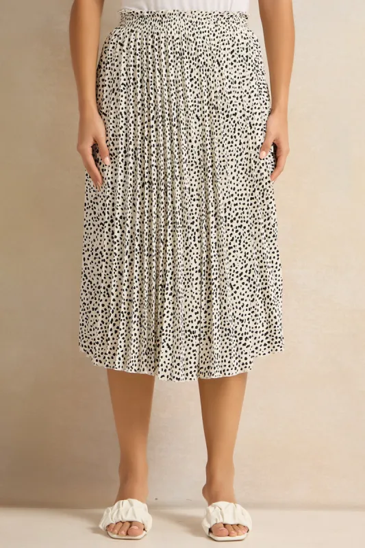 Women Ivory Printed Elasticated Pleated Skirt sold by Redtag