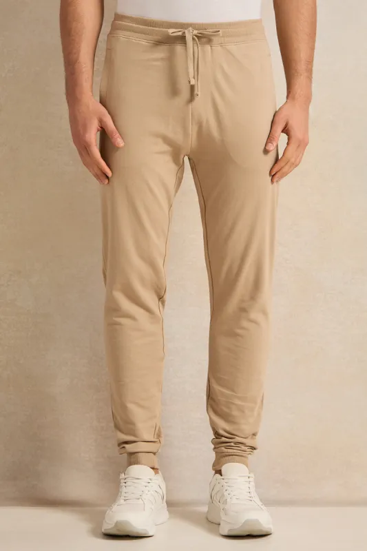 Men Beige Basic Track Pants sold by Redtag