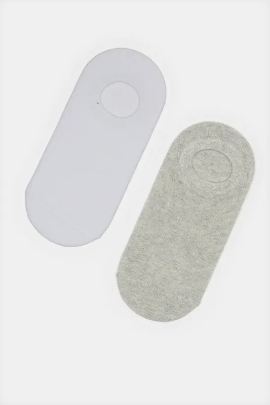 Boys White And Grey Invisible Socks Set (Pack of 2) sold by Redtag