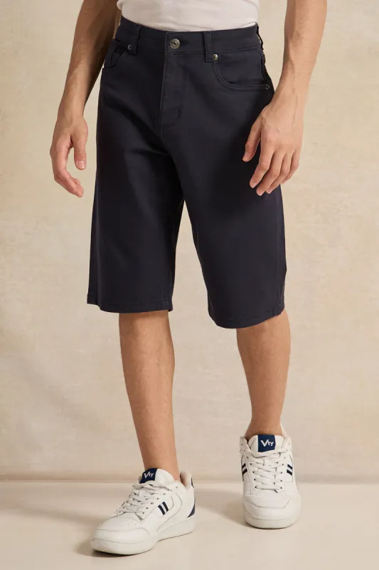 Senior Boys Navy  Denim Shorts sold by Redtag