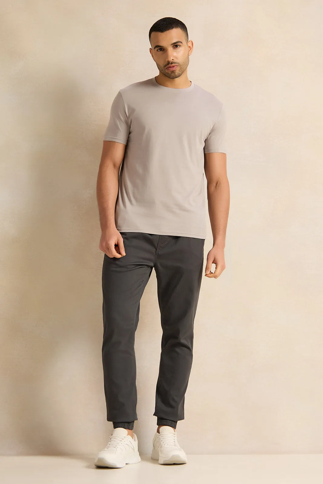 Men Grey Solid T-Shirt sold by Redtag product image thumbnail 2
