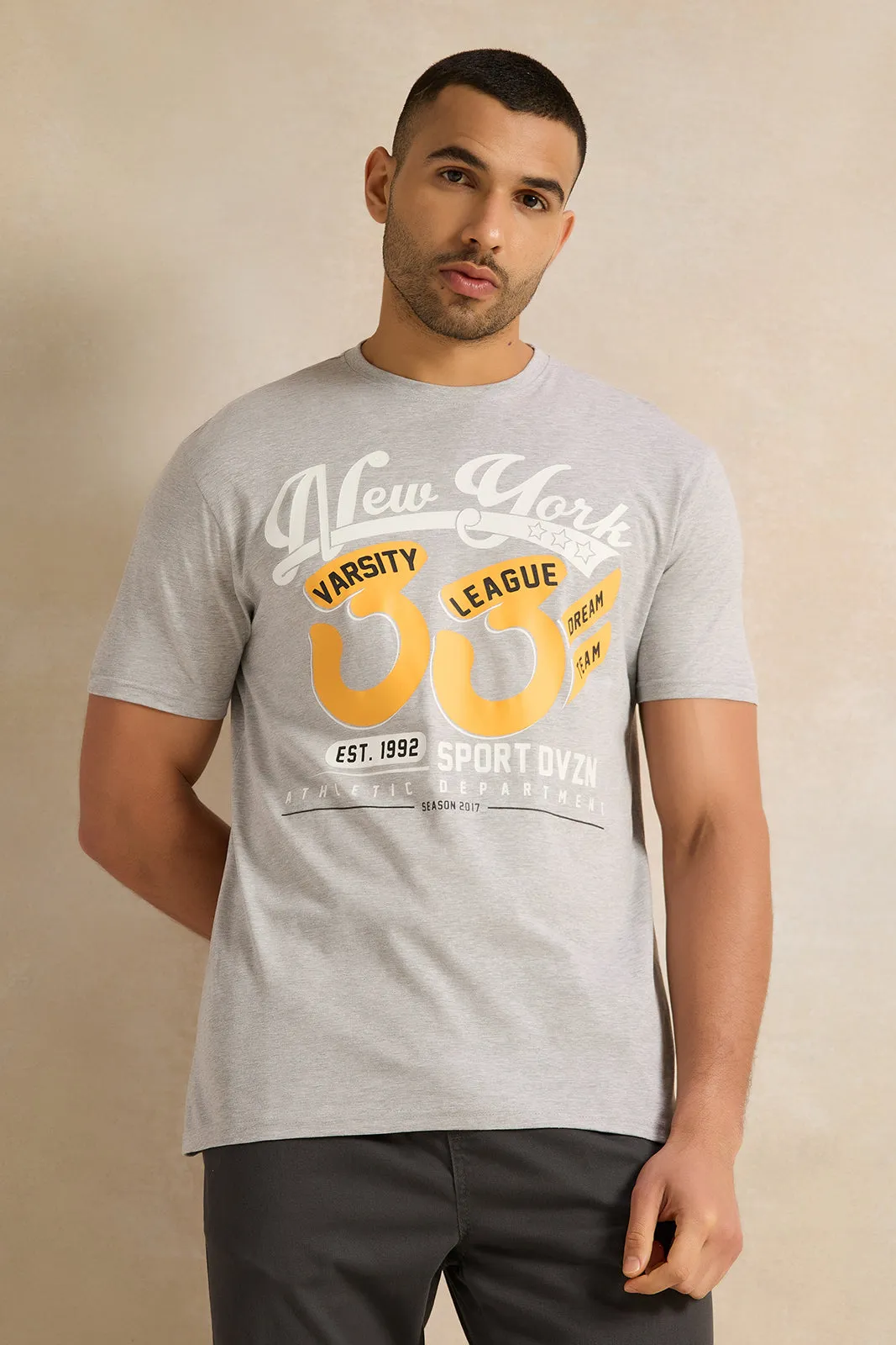 Men Grey Graphic T-Shirt sold by Redtag
