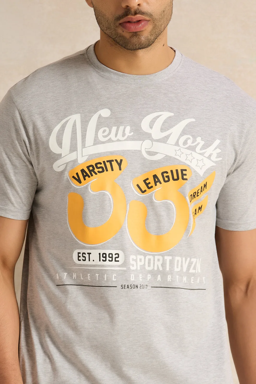 Men Grey Graphic T-Shirt sold by Redtag product image thumbnail 4