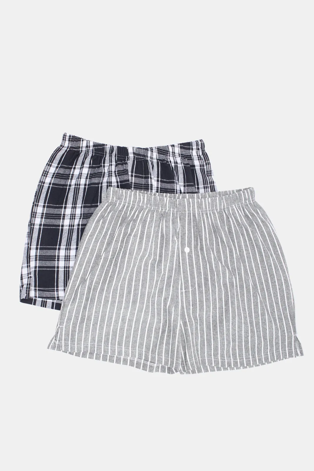 Men Black And Grey Checkered Woven Boxers (Pack of 2) sold by Redtag