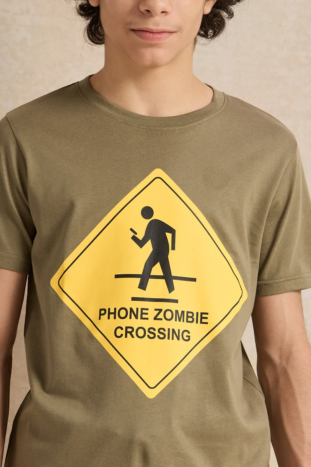 Senior Boys Olive Graphic T-Shirt sold by Redtag product image thumbnail 4