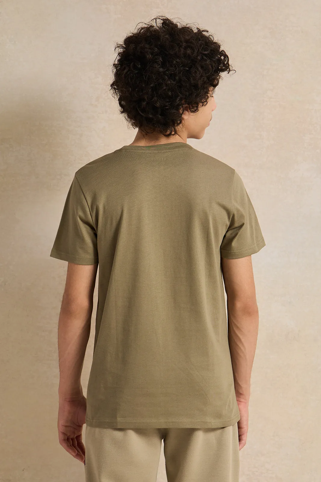 Senior Boys Olive Graphic T-Shirt sold by Redtag product image thumbnail 3